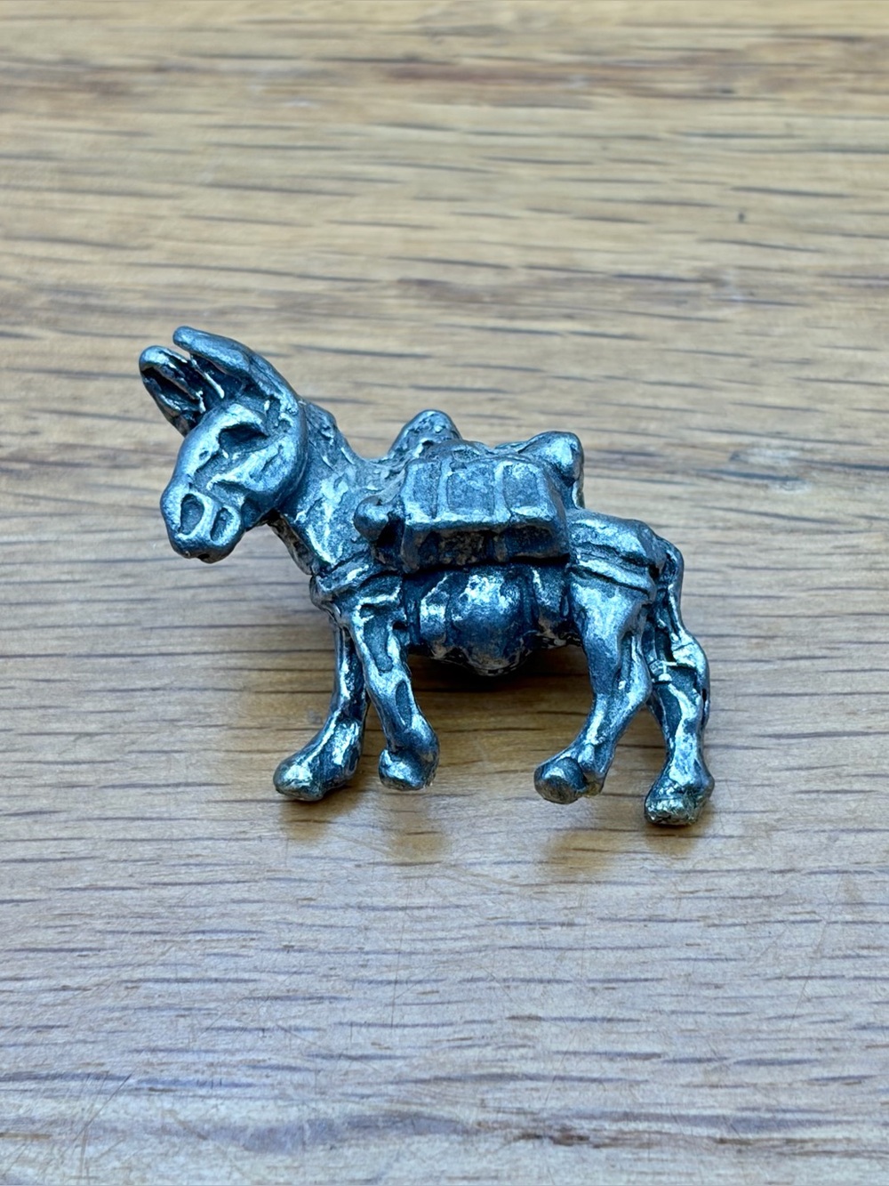 Vintage 1984 Meyer Pewter Donkey Figurine Miniature Collectible Gold Mining 1”